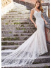 Beaded Ivory Lace Tulle Wedding Dress With Champagne Lining